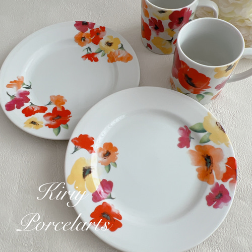 花柄プレート 2枚セット 中皿 Kiriy-shop 通販 15587984|Creema 花柄プレート 2枚セット 中皿 Kiriy-shop 通販 15587984|Creema