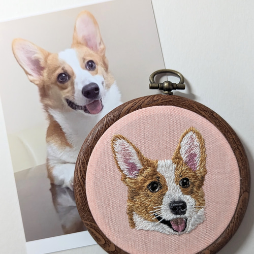 うちのこ犬刺繍ハンドメイドオーダーペット似顔絵刺繍