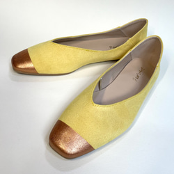 Rakuchinpetanko 2WAY！雙色芭蕾舞鞋（黃色或粉色x古銅色）23.0cm~24.0cm 第2張的照片