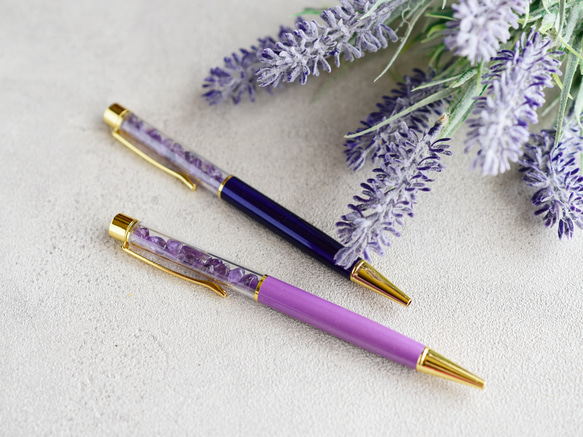 ボックス入り【アメジスト・ボールペン】紫色 古希祝い・喜寿祝い・ご夫婦ペアギフトに 1枚目の画像