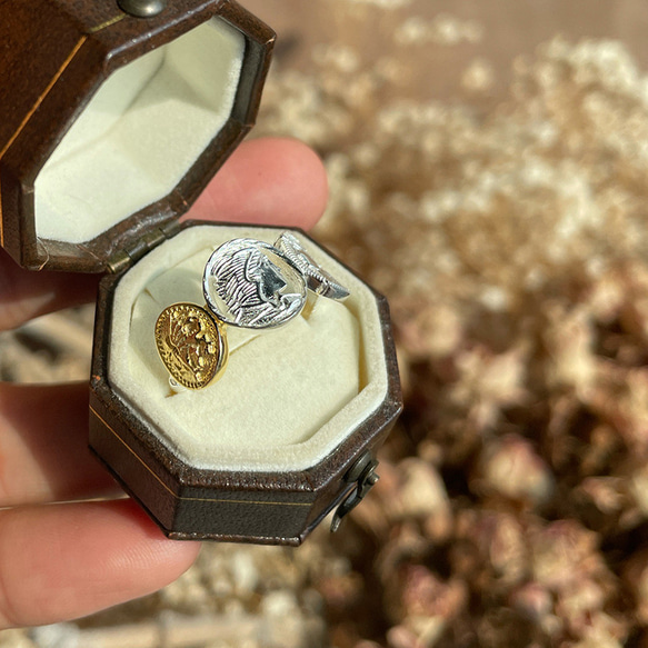 コインモチーフリング指輪シルバーゴールド 4枚目の画像