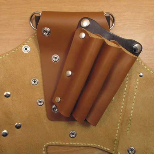 本革 手縫い シザーケース(キャメル＆焦げ茶) 5丁差し SCA-139/DCA