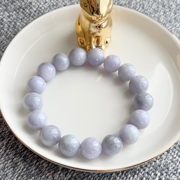 12.8① 天然 A貨 ラベンダー 翡翠 ヒスイ 本ヒスイ ブレスレット  