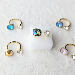 《double Square Swarovski crystal ring》 ダブル スクエアー スワロフスキー リング 5枚目の画像