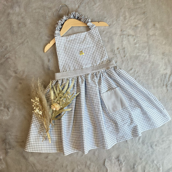 3点セット エプロン ギンガムチェック リバティ風 子ども ベビー
