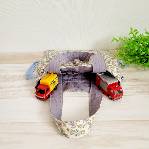 持ち手付きフリル巾着袋 ムーンモス 巾着バッグ funwari-mi 通販