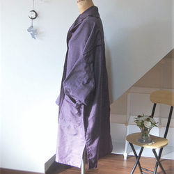 大島紬　深紫いろのライトコート　着物リメイク 6枚目の画像