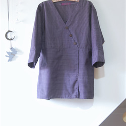 大島紬　深紫いろのチュニック　着物リメイク 3枚目の画像