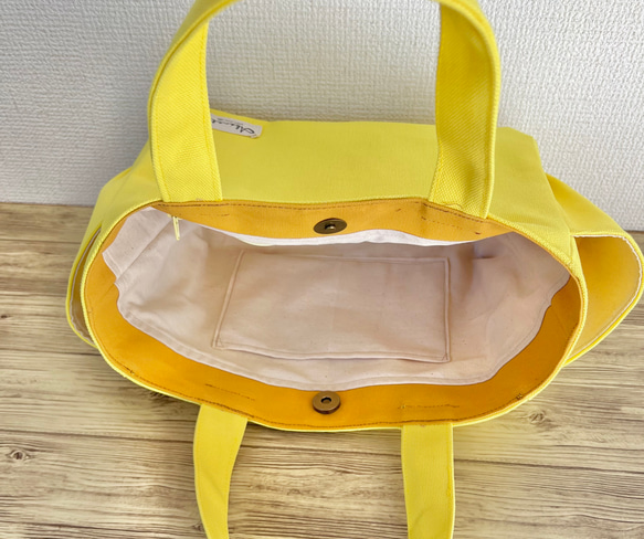 【SSサイズ】レモン　8号倉敷帆布使用　手提げバッグ   黄色　小さめバッグ　akaneko 5枚目の画像