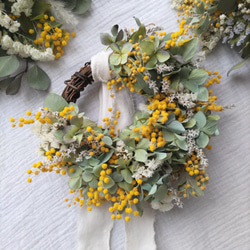 春色ミモザのドライフラワーリース リース cocosana dryflower 通販