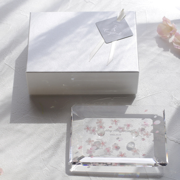【名入れ】クリスタルガラスのリングピロー／桜　Sakura／LC-rp04 17枚目の画像