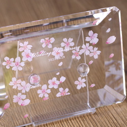 【名入れ】クリスタルガラスのリングピロー／桜　Sakura／LC-rp04 4枚目の画像