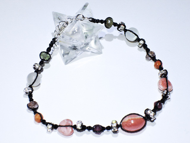 ★ロードクロサイト&5種類の宝石のブレスレット★天然石蛋白石ハンドメイド★ハンドメイドジュエリーアクセサリー★宝石ビーズ