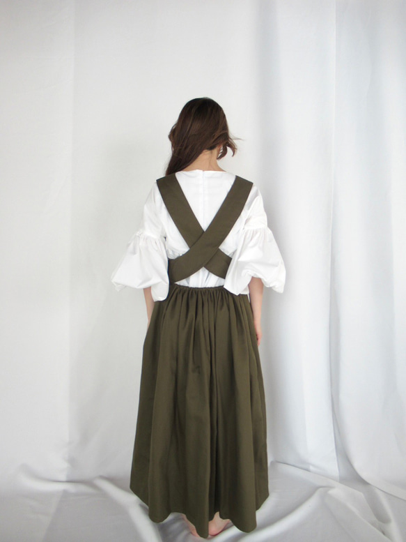 back cross one-piece / khaki 8枚目の画像