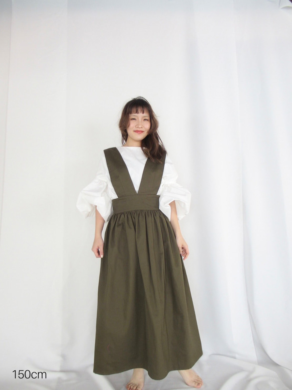 back cross one-piece / khaki 1枚目の画像