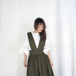 back cross one-piece / khaki 2枚目の画像