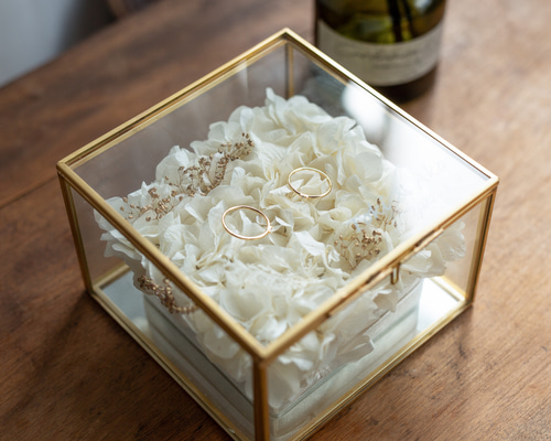 ring pillow or message flowerガラスケース アレンジ ring pillow or message flowerガラスケース アレンジ ring