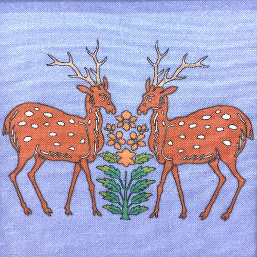 鹿草木夾纈屏風」を麻生地にプリント 吉野杉の額に入れた麻額絵 その他