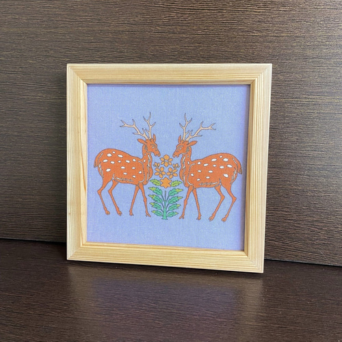 山地司、【鹿の住む森10】、希少な額装用画集より、新品額装付、状態