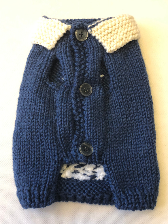 ≪既製品 カウチン袖なしセーター≫  ＜バンビ＞　胴回り４１㎝　青 4枚目の画像