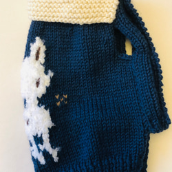 ≪既製品 カウチン袖なしセーター≫  ＜バンビ＞　胴回り４１㎝　青 3枚目の画像