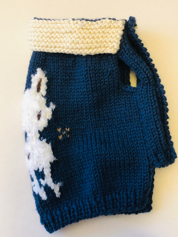 ≪既製品 カウチン袖なしセーター≫  ＜バンビ＞　胴回り４１㎝　青 3枚目の画像