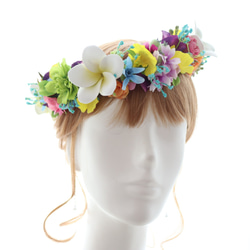 花冠　花かんむり　カラフル　プルメリア　ラン　ローズ　ヘッドドレス　髪飾り　結婚式　ブライダル　ウェディング 9枚目の画像