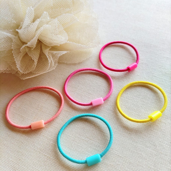 キッズ ヘアゴム 丸形 5色×6 30個セット R240 その他素材 petit  