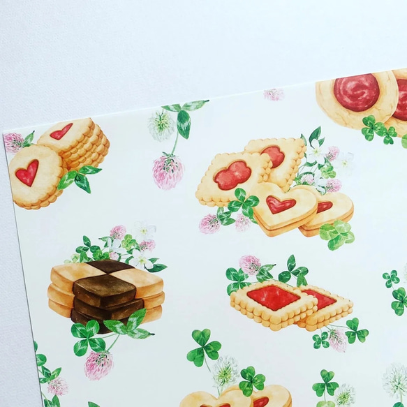 デザインペーパー　クッキー&クローバー　上質紙10枚 3枚目の画像