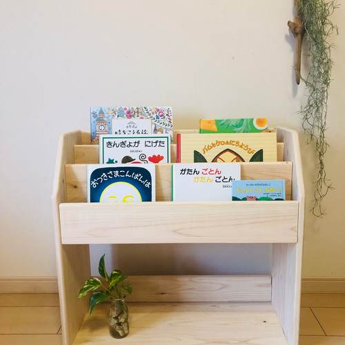 空気を綺麗にする絵本棚ひのき桧ブックシェルフ本棚無垢家具