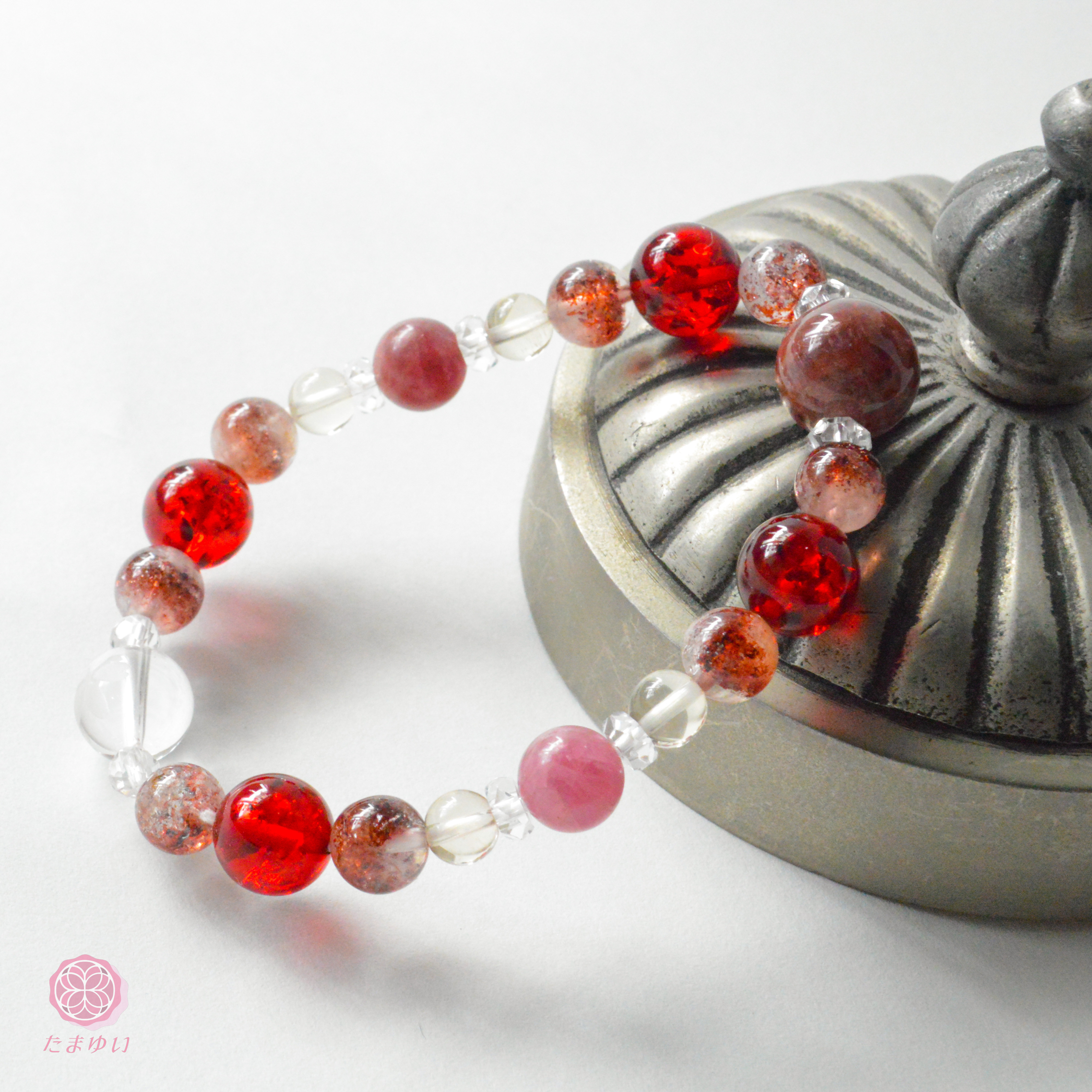 神様を味方につける～さくやブレス　豊かさへつなぐ　レッドアンバー　レピドクロサイトインクォーツ　アンデシン