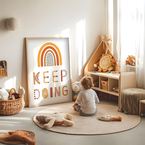 アートポスター 子供部屋 レインボー モダン 励まし 英語 北欧風