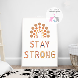 キッズ 可愛い モチベーションメッセージ Stay strong / インテリアポスター / 062-E 1枚目の画像