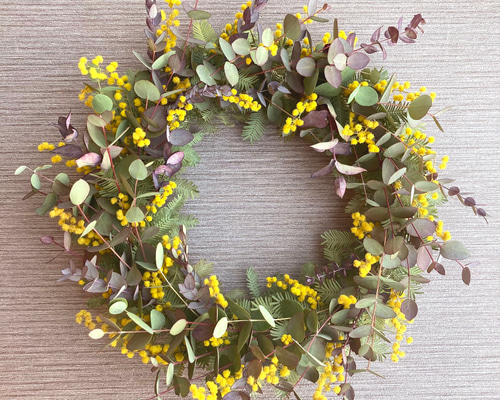 一点物【ふわふわミモザ】もりもりミモザと2種のユーカリのナチュラル