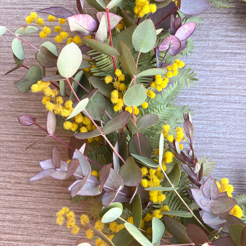 一点物【ふわふわミモザ】もりもりミモザと2種のユーカリのナチュラル