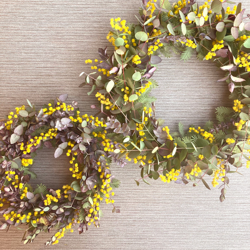 一点物【ふわふわミモザ】もりもりミモザと2種のユーカリのナチュラル