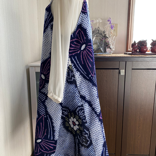 熱販売 浴衣反物☆蝶等のAラインワンピース＊マキシ丈（M〜L)浴衣 着物・浴衣