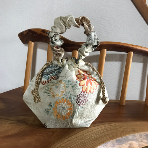 アンティーク帯リメイク 巾着兼用 シュシュbag バケツバッグ Madam 