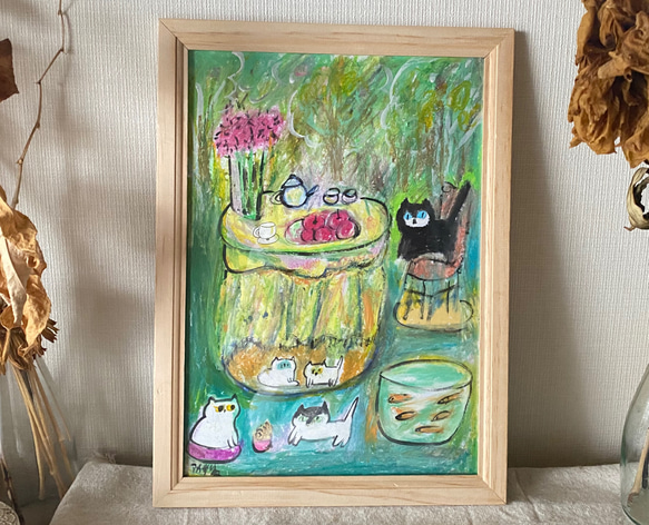 口コミ・レビューで人気商品を探そう 絵画 。手描き【森の中のパーティーの花の香りとコーヒーの香り 絵画+タペストリー