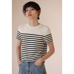 ニットTシャツ　フランス風ボーダーTシャツ　ひんやり触感　S-XL#180 11枚目の画像