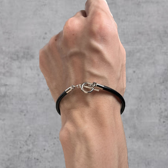 栃木レザー 本革ブレスレット ブラック メンズ レディース