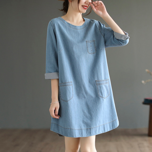 [Rinajour] denim tunic one-piece