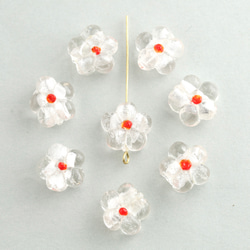 【4つ】ガラスビーズ　フラワー　花　ランプワーク　ホワイト　白 1枚目の画像
