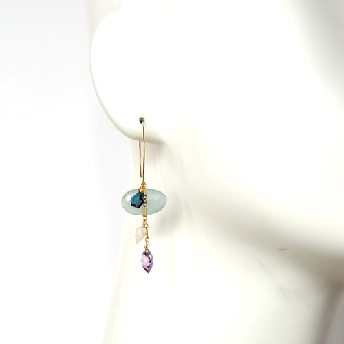 1413 緊張を和らげる✨ アクアマリンピアス　フープピアス ハンドメイド 1413 緊張を和らげる✨ アクアマリンピアス フープピアス ハンドメイド