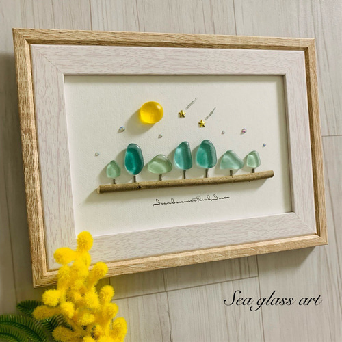 シーグラスアート インテリア雑貨 北欧 ガラス細工 海の宝石 癒しの森