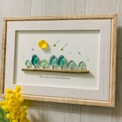 シーグラスアート インテリア雑貨 北欧 ガラス細工 海の宝石 癒しの森