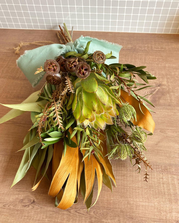 専用＊リューカデンドロン  ナチュラル　ドライフラワースワッグ リューカデンドロン ナチュラル ドライフラワースワッグ スワッグ fu