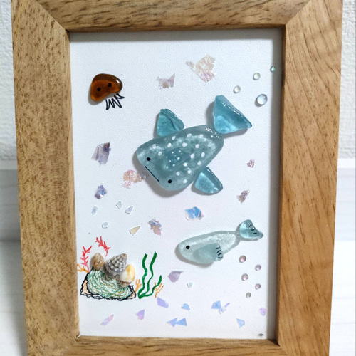 きい　。　シーグラスアート シーグラスアート】作り方 ヤシの木 ハンドメイド DIY seaglass