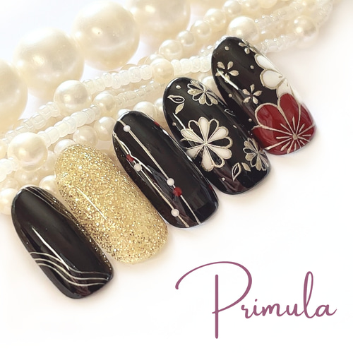 No.7　成人式ネイル　ネイルチップ　和柄　卒業式　ウェディング　ブライダル ネイルチップ 和柄/成人式/前撮り/卒業式/振袖/着物/袴/結婚式