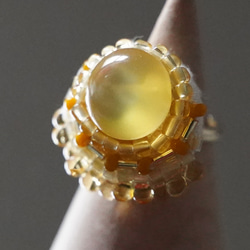 Chatty 戒指 58 均碼珠繡戒指圓形黃色維生素顏色 第1張的照片